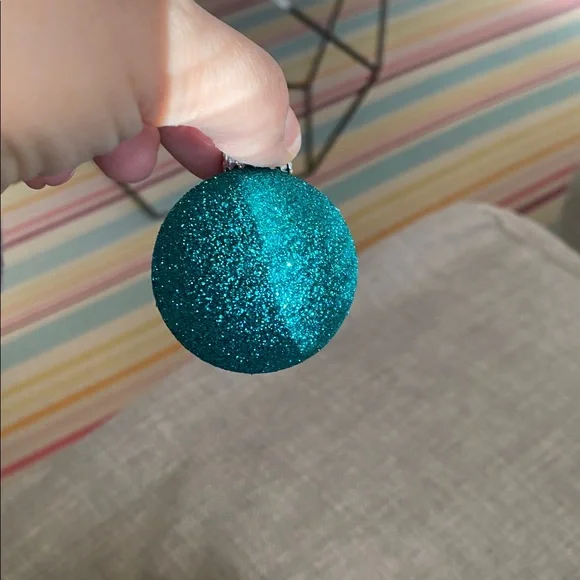 Teal Glass Ornament Set - 9 Pieces - Picture 2 of 3